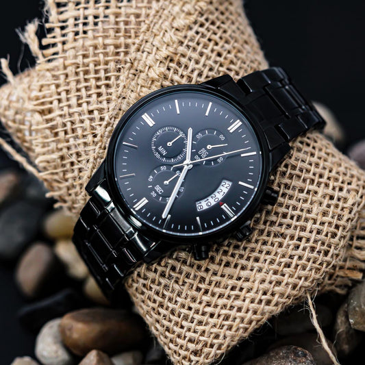 Personalized Black Chronograph Watch